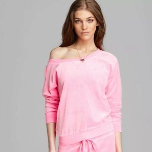 Juicy Couture Velour Off Shoulder Top with 4 Zippers